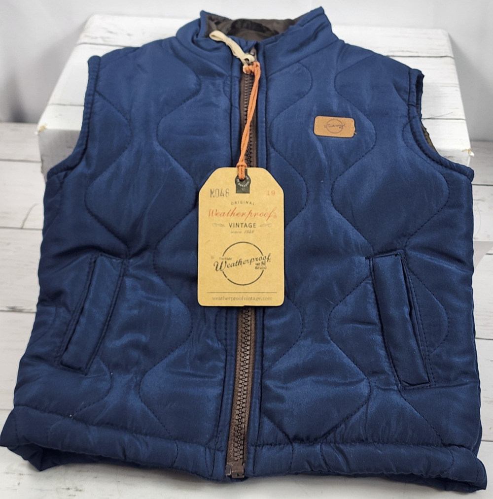 Puffer Vest by Weatherproof Vintage Brand, Blue/Brown, Children 18M, New w/Tags